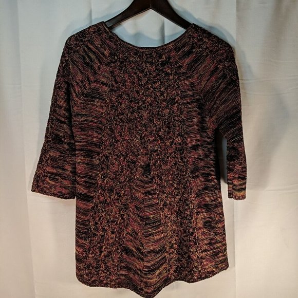 Studio Works Petite Knit Sweater 3/4 Sleeves Multicolor Womens PM M Medium - Picture 7 of 12